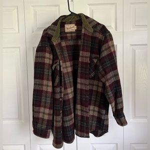 Woolrich “rugged outdoorwear” 100% heavy wool burgundy flannel